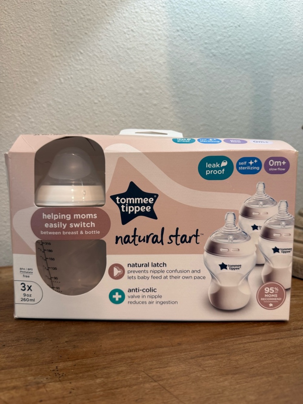 Tommee Tippee Natural Start Bottles 9oz 3 Pack New Leak Proof Baby New in Box